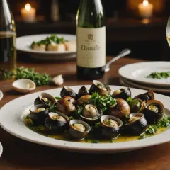 Un plat d'escargots à l'ail et persil, accompagné de pain et d'un verre de vin blanc. La question est : quel vin avec les escargots ?