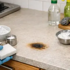 Maintenant, découvrez comment enlever une tache de brûlure sur votre plan de travail avec du bicarbonate de soude et du citron.