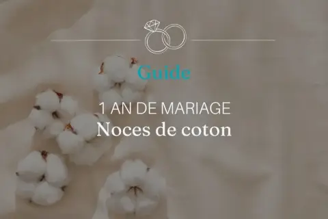 Guide pour les noces de coton, célébrant la 1ere annee mariage. Des boules de coton douces évoquent la tendresse de cette étape.