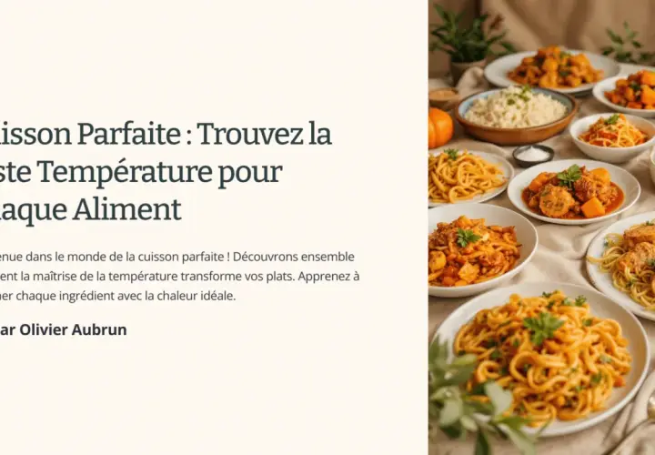 Plats variés prêts à être dégustés, illustrant la maîtrise de la cuisson parfaite et de la cuisine.