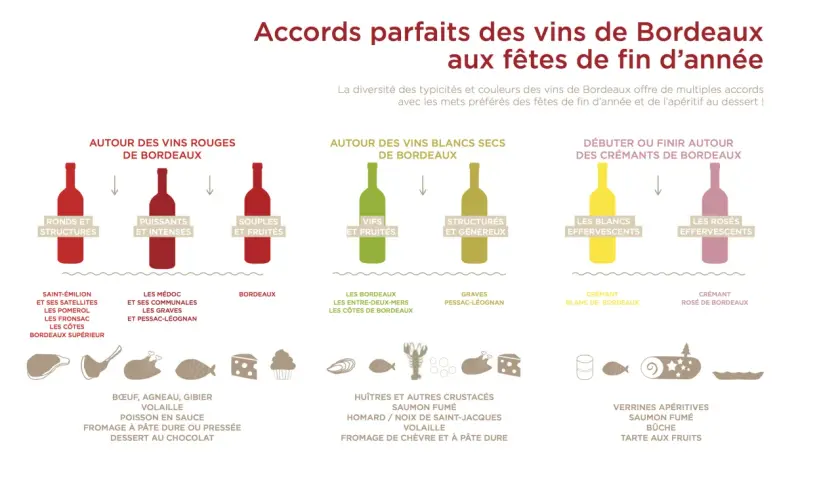 Accord parfait : quel vin de Bordeaux avec le fromage ? Ce guide illustre les accords mets et vins pour les fêtes, du bœuf au fromage à pâte dure.