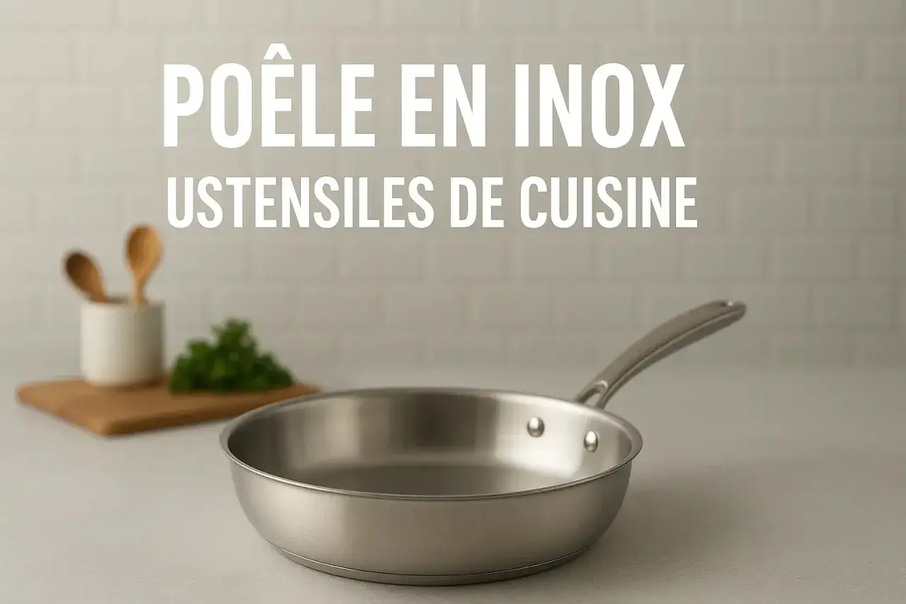 Poêle en inox, un ustensile de cuisine indispensable pour des plats savoureux.