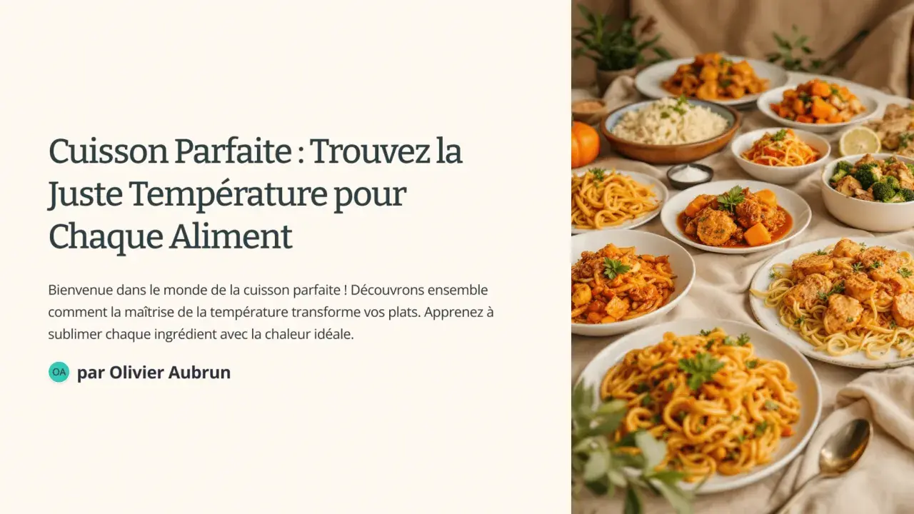 Plats variés prêts à être dégustés, illustrant la maîtrise de la cuisson parfaite et de la cuisine.
